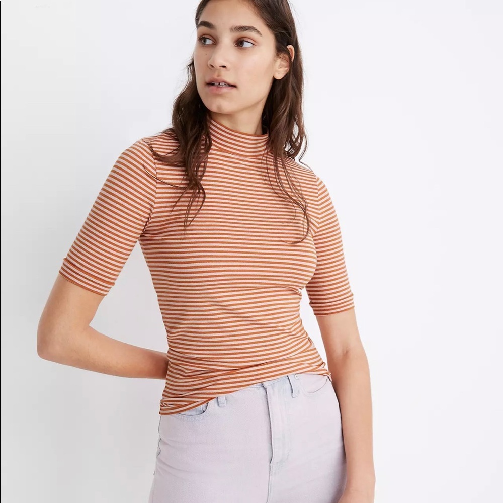 Madewell | Striped Drapey Mockneck Top